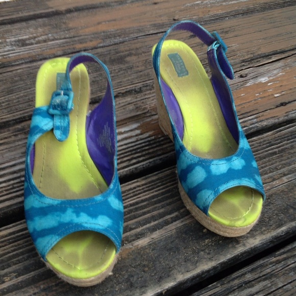 Calypso Target Wedge Sling Back Peep Toe Heels 7.5 Womens Sandals Shoes - Picture 4 of 8